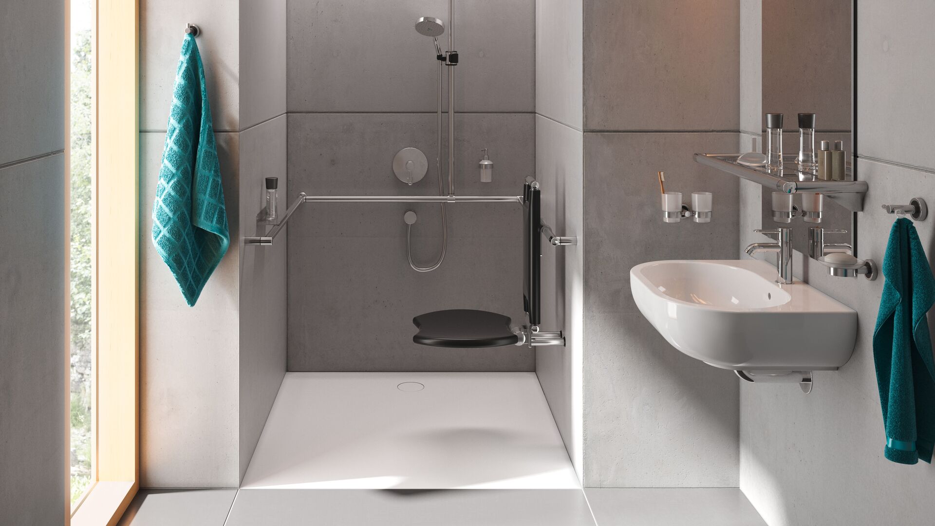 In ein barrierefreies Bad gehört eine bodenebene Dusche in der richtigen Größe. Behindertengerecht und altersgerecht.